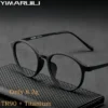 YIMARUILI إطار نظارات دائري من سبائك التيتانيوم خفيف للغاية للرجال والنساء نظارات طبية بصرية مرنة TR90 3050