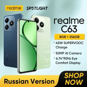 [العرض الأول في العالم] الهاتف الذكي realme C63 كاميرا ذكاء اصطناعي بدقة 50 ميجابكسل شحن سوبيرفوك بقوة 45 واط بطارية 5000 مللي أمبير/ساعة شاشة 90 هرتز تقليل الضوضاء بالذكاء الاصطناعي IP54 NFC 256 جيجابايت