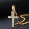 الهيب هوب الصليب قلادة قلادة للنساء مجوهرات الإناث بيان الرجال مثلج خارج سلسلة بالجملة الذهب اللون أوم المجوهرات HP003