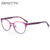 إطار نظارات ZENOTTIC للأطفال معدني دائري أنيق للنساء من علامة تجارية مصممة للسيدات نظارات بدون وصفة طبية