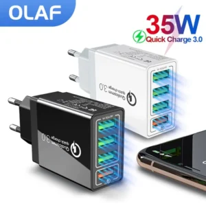 Olaf 35W QC3.0 شاحن سريع 4 USB 11 S9 smusa شاومي QC3.0 EU US شاحن هاتف محمول جداري سريع المملكة المتحدة