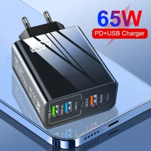 GaN 65 واط USB C شاحن سريع Charge3.0 نوع C PD شحن سريع محول الهاتف المحمول آيفون Xiaomi Realme سامسونج الجدار شاحن