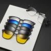 إطار نظارات مغناطيسي مستقطب للرجال والنساء ، نظارات رجالية ، نظارات مع مشبك ، UV400 ، 5 egale