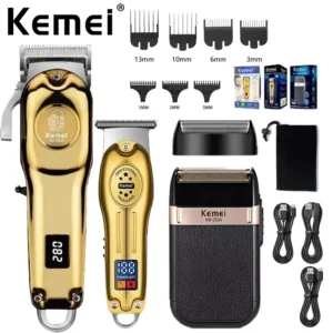 Kemei KM-2628 KM-678 KM-2024 المهنية مشابك شعر كهربائية اللحية المقص قابلة للشحن الرجال ماكينة حلاقة الشعر المتقلب عدة الرجال