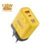 120 واط USB نوع C شواحن شحن سريع 2 منافذ شاحن الهاتف المحمول QC 3.0 USB PD الجدار محول الاتحاد الأوروبي/الولايات المتحدة التوصيل آيفون 16 15 شاومي