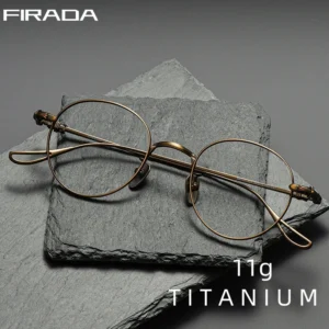 FIRADA موضة مريحة نظارات دائرية ريترو التيتانيوم النقي الفاخرة النظارات البصرية وصفة طبية إطار نظارات الرجال BK-GP401-C