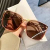 نظارات شمسية بيضاوية عتيقة للنساء ، نظارات شمسية سلسلة ، نظارات أنيقة