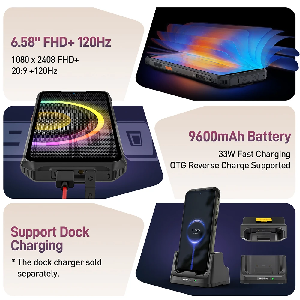 هاتف متين Ulefone Armor 21 16GB RAM 256GB ROM الذكي أندرويد 13 G99 الهاتف المحمول 64MP 9600mAh العالمي - الصورة 5