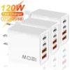 PD 120 واط 4 منافذ USB C شاحن شحن سريع 3.0 نوع C USB شواحن الهاتف محول شحن سريع لسامسونج آيفون Xiaomi هواوي