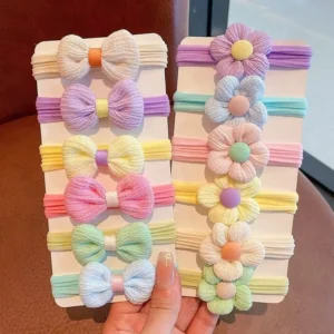 6 قطعة/المجموعة الأطفال Headbands زهرة الشعر الدائري الحلو ولطيف ذيل حصان الشعر الدائري فتاة صغيرة مضفر منشفة حلقة إكسسوارات الشعر