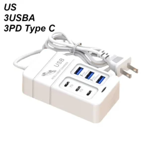 35 واط شاحن 6 USB خارج PD نوع C سوبر تهمة سريعة شواحن الحائط USB محول الهاتف المحمول الاتحاد الأوروبي الولايات المتحدة التوصيل USB نوع C شاحن