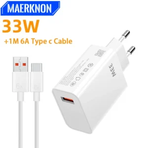 33 واط شاحن يو اس بي شاحن سريع 6A USB نوع C كابل شحن سريع محول الهاتف المحمول لشاومي ريدمي نوت 13 12 آيفون سامسونج