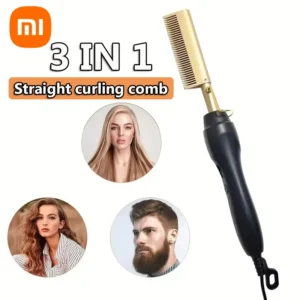 Xiaomi 2 in1 الكهربائية الساخنة التدفئة مشط مكواة فرد الشعر بكرة الشعر المحمولة الرطب الجاف الشعر الحديد استقامة فرشاة تصفيف الشعر أداة