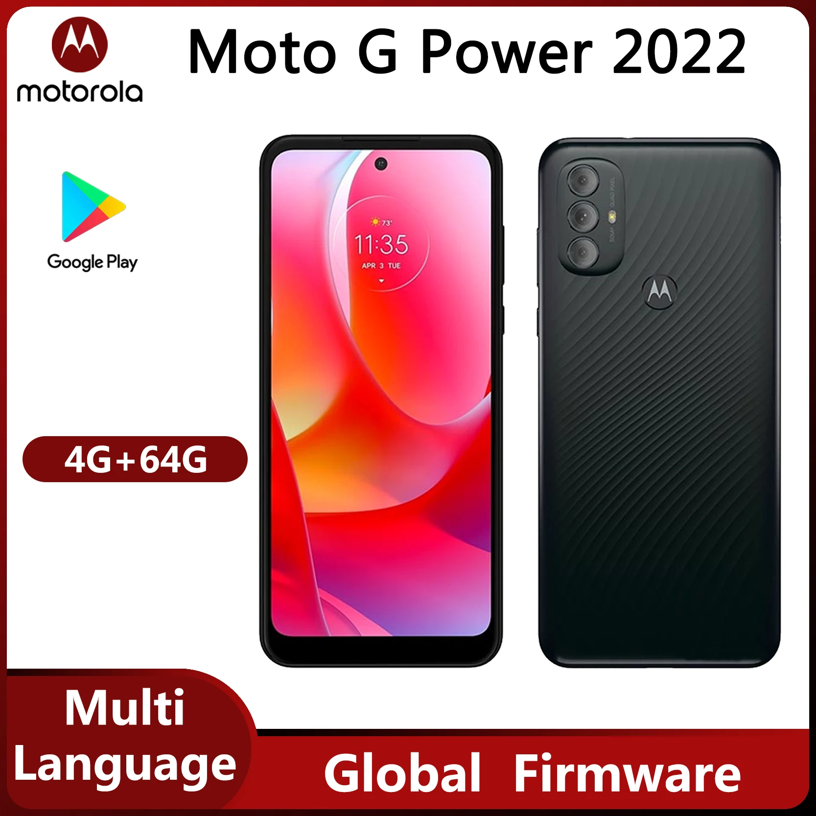 هاتف موتورولا موتو جي باور 2022 (XT2165) 6.5 بوصة 720 × 1600 بكسل هاتف ذكي أندرويد أصلي مستعمل