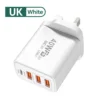 40 واط 4 منافذ USB نوع C شاحن شحن سريع 3.0 الاتحاد الأوروبي التوصيل شحن سريع آيفون سامسونج شاومي الهاتف المحمول PD محول الشحن - UK White