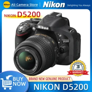 كاميرا nigon D5200 الرقمية SLR ، عدسة تكبير اختيارية 18-55 ، سوداء ، كاميرا تصوير احترافية ، جديدة