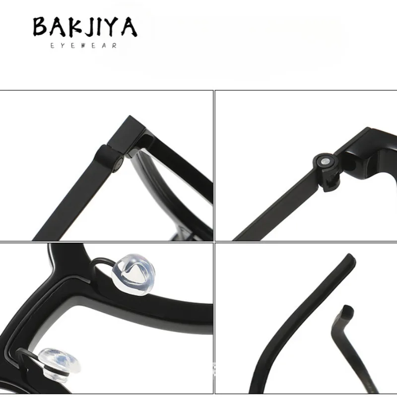 خمر خلات التيتانيوم النقي المسمار النظارات الرجال النساء خفيفة للغاية مربع شفاف رمادي كامل حافة النظارات إطار النظارات - الصورة 3