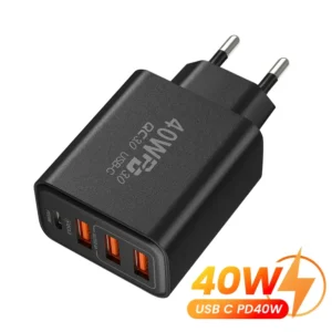 40 واط 4 منافذ USB نوع C شاحن شحن سريع 3.0 الاتحاد الأوروبي التوصيل شحن سريع آيفون سامسونج شاومي الهاتف المحمول PD محول الشحن