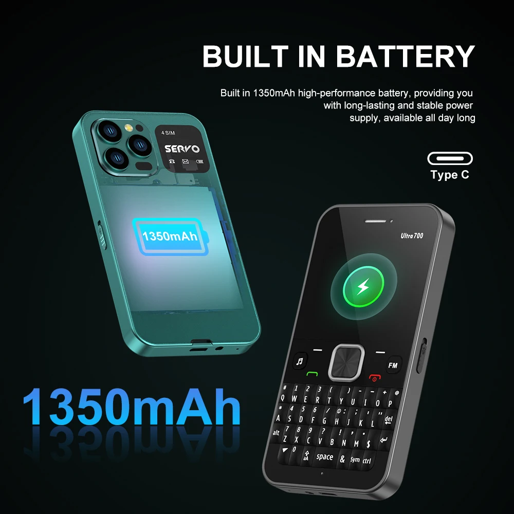 SERVO Ultra700 4 بطاقة SIM Qwerty الهاتف المحمول NFC التحكم في الوصول سرعة الاتصال الهاتفي القائمة السوداء TYPE-C GSM الخلوية لوحة المفاتيح الكاملة الهاتف المحمول - الصورة 6