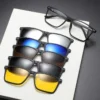إطار نظارات مغناطيسي مستقطب للرجال والنساء ، نظارات رجالية ، نظارات مع مشبك ، UV400 ، 5 egale