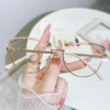 جديد عين القط الماس إطار نظارات معدنية قصر النظر إطارات النظارات البصرية عصرية وأنيقة مكافحة الضوء الأزرق نظارات مسطحة