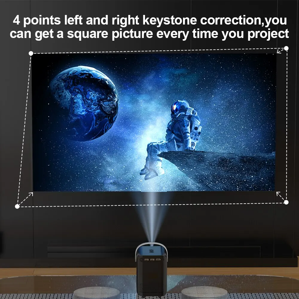جهاز عرض ذكي بنظام أندرويد HONGTOP ، جهاز عرض محمول أنسي لومن 4K مع واي فاي وبلوتوث ، P ، Beamer - الصورة 3