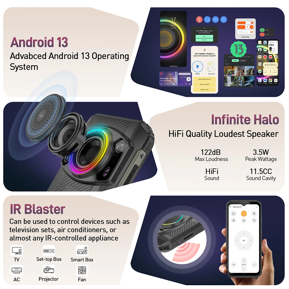 هاتف متين Ulefone Armor 21 16GB RAM 256GB ROM الذكي أندرويد 13 G99 الهاتف المحمول 64MP 9600mAh العالمي - الصورة 4