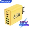65 واط USB C شاحن 6 منافذ شحن سريع الجدار شاحن آيفون 15 14 برو ماكس سامسونج غالاكسي S23 شاومي 14 شاحن الهاتف المحمول