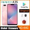 OPPO A3S الهاتف الذكي البرامج الثابتة العالمية 6.2 بوصة وحدة المعالجة المركزية كوالكوم سنابدراجون 450 4230mAh كاميرا 13MP أندرويد 8.1 هاتف مستعمل