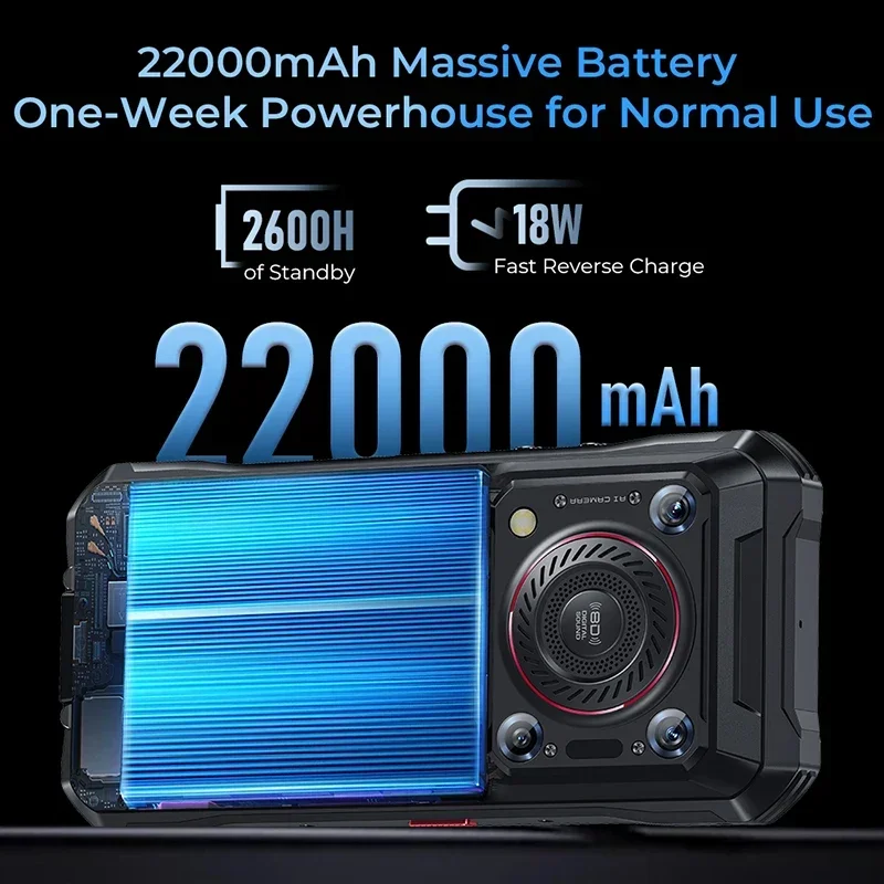Oukitel WP33 Pro 5G هاتف متين 6.6 "FHD + عرض 5 واط 136dB مكبر صوت MTK الأبعاد 6100 + 22000 مللي أمبير 64 ميجابكسل كاميرا 33 واط الهاتف المحمول - الصورة 3