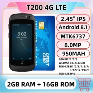 هاتف ذكي صغير 4G LTE مزود بذاكرة وصول عشوائي 2 جيجابايت وذاكرة قراءة فقط 16 جيجابايت وذاكرة قراءة فقط 2.45 بوصة وأندرويد 8.1 MTK6737 رباعي النواة من جوجل بلاي بطاقة صغيرة للهاتف المحمول