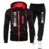 الخريف والشتاء الرجال سترة جديدة سستة + Sweatpants مجموعة أزياء في الهواء الطلق الترفيه الركض اللياقة البدنية 2 قطعة مجموعة