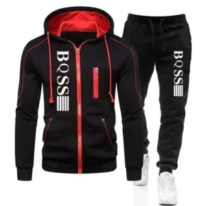 الخريف والشتاء الرجال سترة جديدة سستة + Sweatpants مجموعة أزياء في الهواء الطلق الترفيه الركض اللياقة البدنية 2 قطعة مجموعة