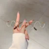 إطارات نظارات للنساء على شكل موجة KAMMPT ، شبه حافة أنيقة ، نظارات معدنية بدون عدسات ، أحجار الراين العصرية ، نظارات مزينة