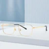 إطار نظارات جديد للرجال الأعمال معدن مربع ضوء مسطح مرآة خفيفة للغاية مريحة لارتداء نظارات الموضة المضادة للضوء الأزرق