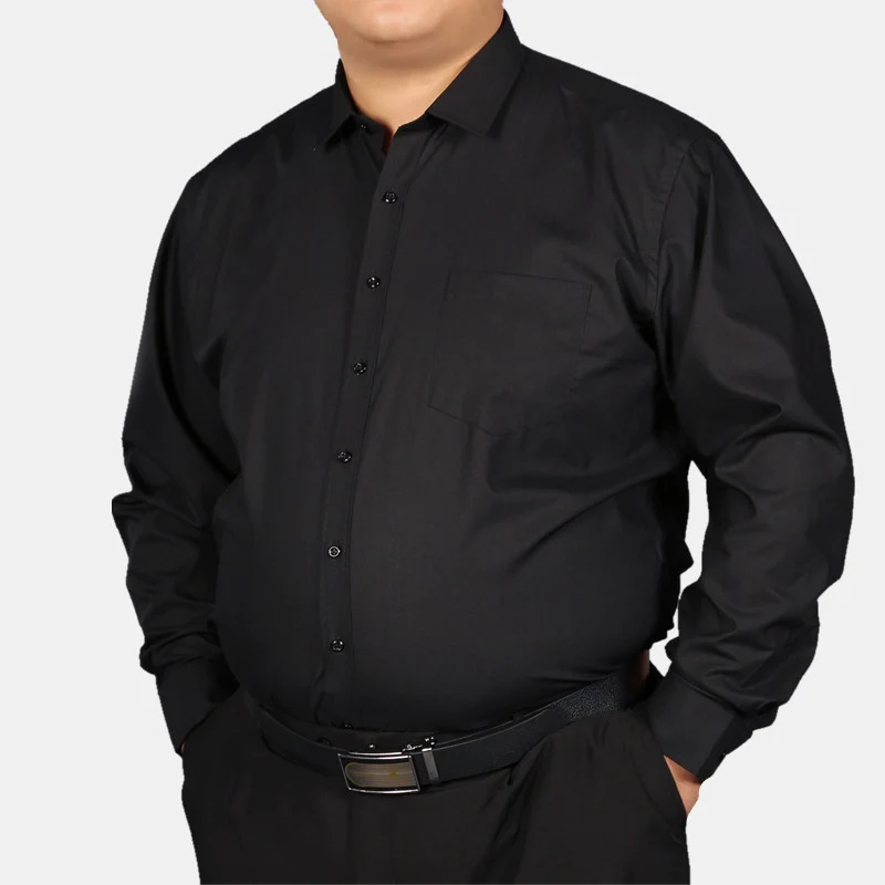 حجم كبير 11XL 10XL 9XL جديد الرجال الاجتماعية قميص طويل الأكمام سليم صالح الأعمال الكلاسيكية الأساسية الأبيض فستان رسمي قمصان رجل الملابس - الصورة 2