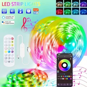 Tuya WIFI USB LED قطاع أضواء RGB 5050 مصباح ليد App التحكم مرنة LED شريط مصابيح لغرفة ديكور إضاءة خلفية للتلفاز ديود الشريط