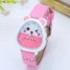 ساعات كرتونية لطيفة للفتيات للأطفال كوارتز تناظرية من الجلد ساعات يد كرتونية للأطفال هدية لعيد الميلاد للفتيات على مدار الساعة