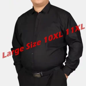 قميص مكتب الأعمال للرجال كم طويل بلون سادة موضة بسيطة وردي أصفر أزرق مقاس كبير جدًا 8XL-9XL-10XL-11XL يؤرخ