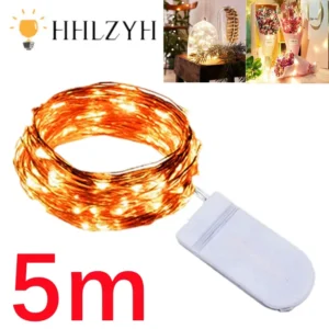 1 متر 2 متر 3 متر 5 متر LED سلسلة أسلاك نحاسية أضواء الجنية ضوء في الهواء الطلق جارلاند الزفاف ضوء للمنزل عيد الميلاد حديقة عطلة الديكور