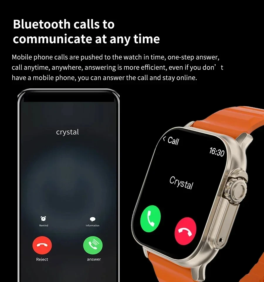 LAXASFIT T900Ultra Smartwatch Bluetooth Talk Smartwatch Message Alert Heart Rate Monitor Sports Watch for Android IOS Men Women - الصورة 5