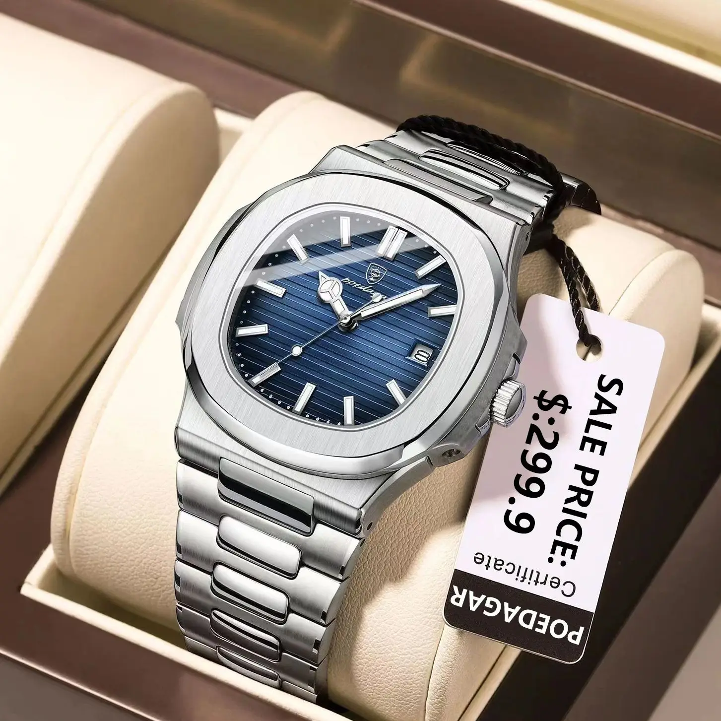 POEDAGAR Top Luxury Brand Man Watch Sports Waterproof Luminous Date Men Wristwatch Square Dial Quartz Men's Watches High Quality - الصورة 2