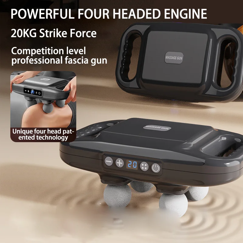 Fascia Gun Four-head Muscle Relaxation Massage Professional Grade Wireless Waist Back Masajeador Deep High Frequency Vibration - الصورة 3