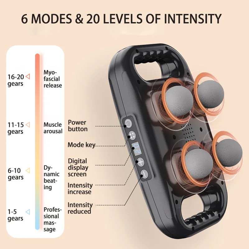 Fascia Gun Four-head Muscle Relaxation Massage Professional Grade Wireless Waist Back Masajeador Deep High Frequency Vibration - الصورة 5
