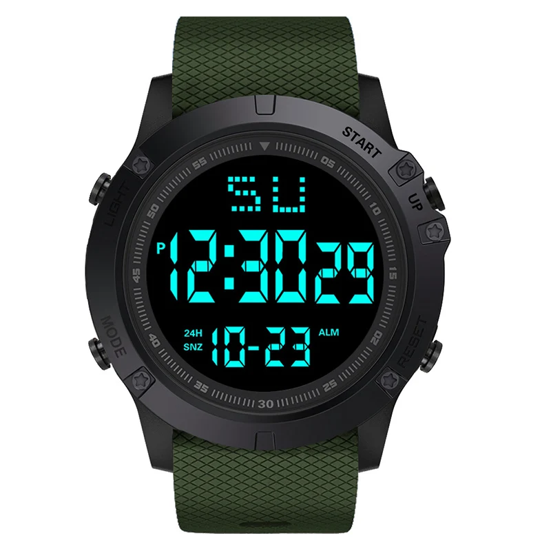 Men Sport Watch Multifunction Military Sports Watch Waterproof Luminous LED Digital Kids Watch Big Dial Student Electronic Watch - الصورة 3