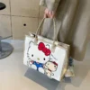 Sanrio cute Hello Kitty canvas bag female new printed shoulder bag commuter tote bag large capacity handbag