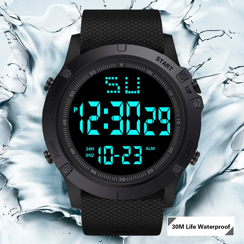 Men Sport Watch Multifunction Military Sports Watch Waterproof Luminous LED Digital Kids Watch Big Dial Student Electronic Watch - الصورة 4