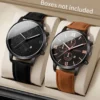 1/2PCS Men Business Watches Fashion Roma Dial Calendar Quartz Watch Leather Band Male's Wristwatches Reloj Hombre（Without Box）