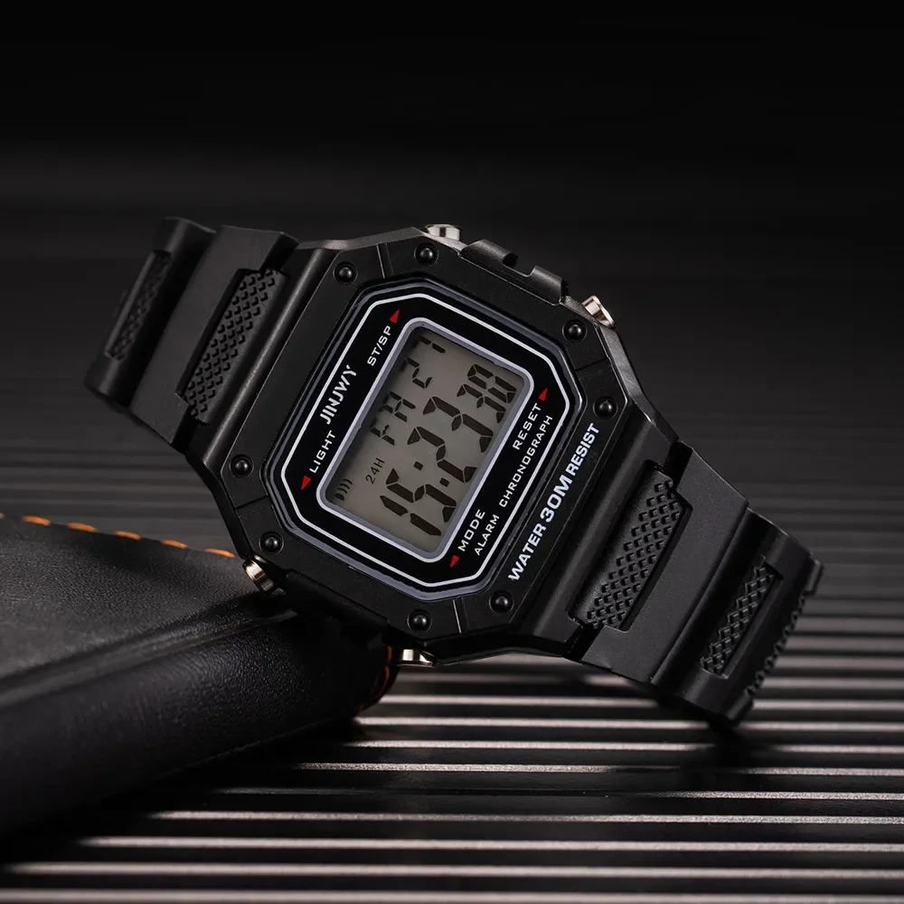 LED Display Electronic Watch Sports for Men Luxury Brand Army Green Mens Watches Waterproof Silicone Watchband Wristwatch - الصورة 5