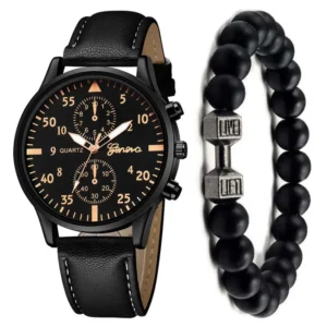 2/1pcs Men Sports Watches Set Man Business Quartz Wristwatch Luxury Brown Leather Bracelet Men Casual Clock Watch（no Box）gifts